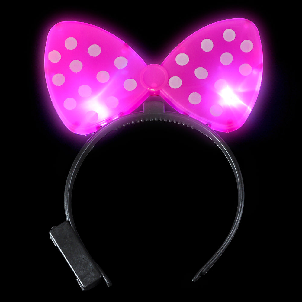 Light-Up Polka Dot Bow Headband (1 DZ)