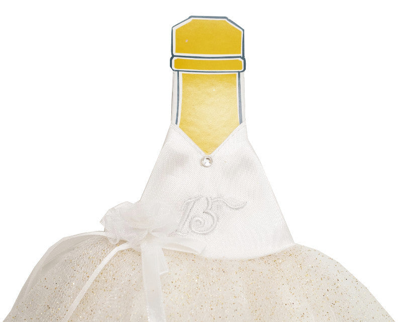 White Glitter Quinceañera Champagne Bottle Dress – Pack of 3