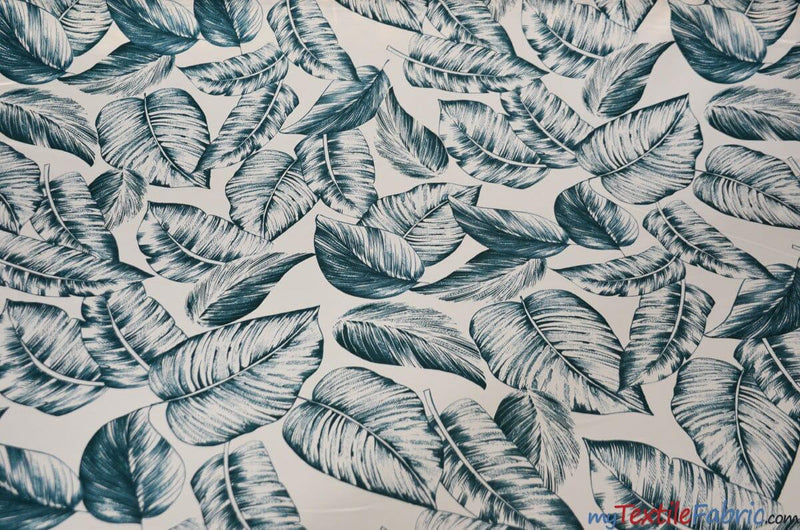 Bohemian Paradise Polyester Fabric - Tropical Banana Leaf Print, 58/60" Width, 3 Colors (1 Yard)
