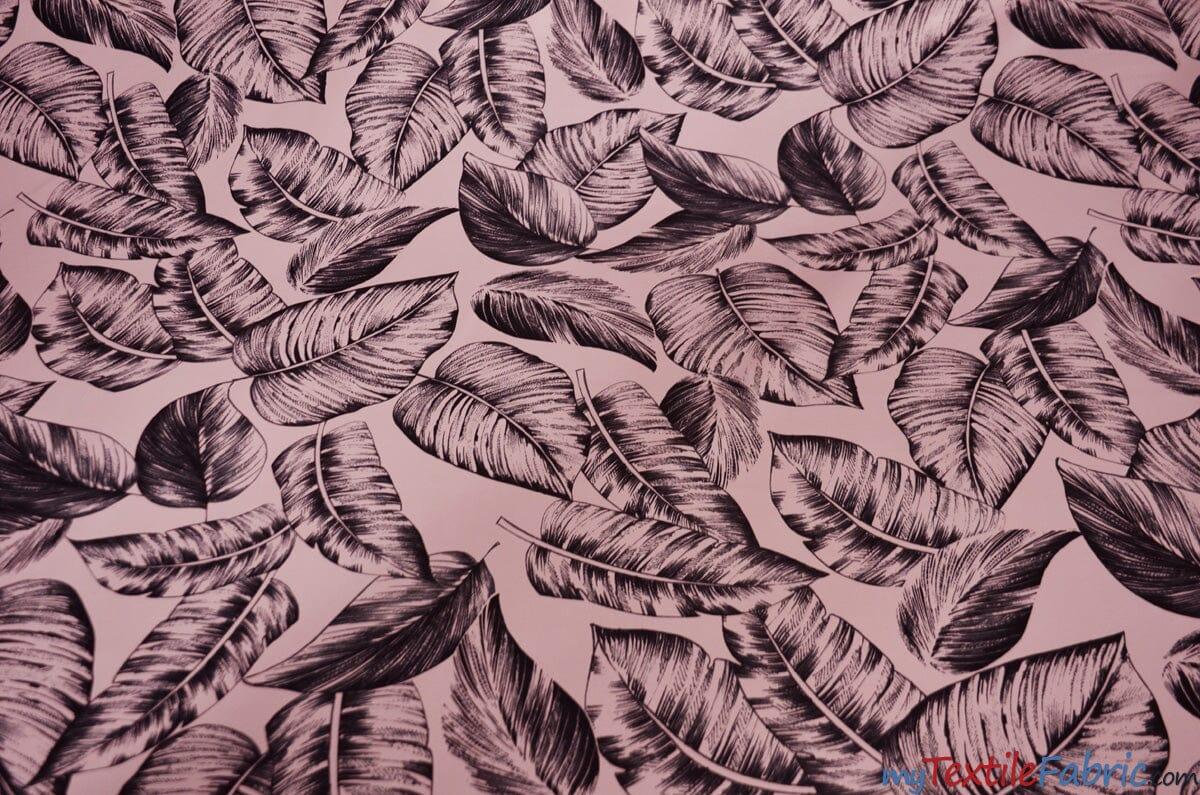 Bohemian Paradise Polyester Fabric - Tropical Banana Leaf Print, 58/60" Width, 3 Colors (1 Yard)