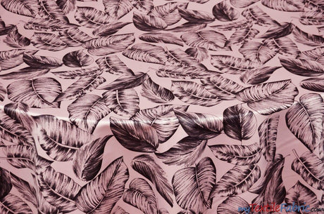 Bohemian Paradise Polyester Fabric - Tropical Banana Leaf Print, 58/60" Width, 3 Colors (1 Yard)