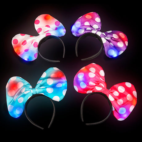 Light-Up Polka Dot Bow Headband (1 DZ)
