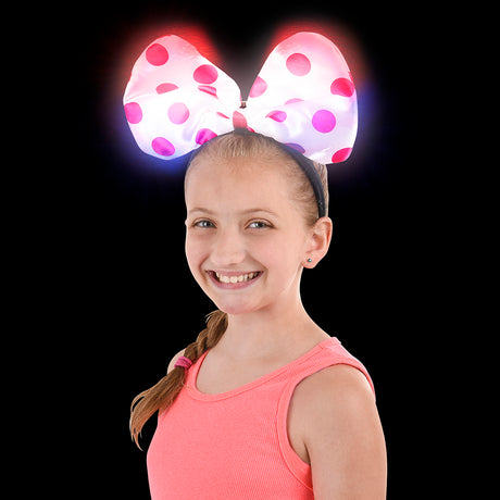 Light-Up Polka Dot Bow Headband (1 DZ)