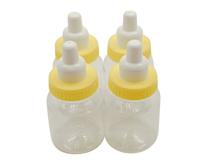 3 1/2" Yellow Decorative Plastic Mini Baby Bottle - Pack of 12