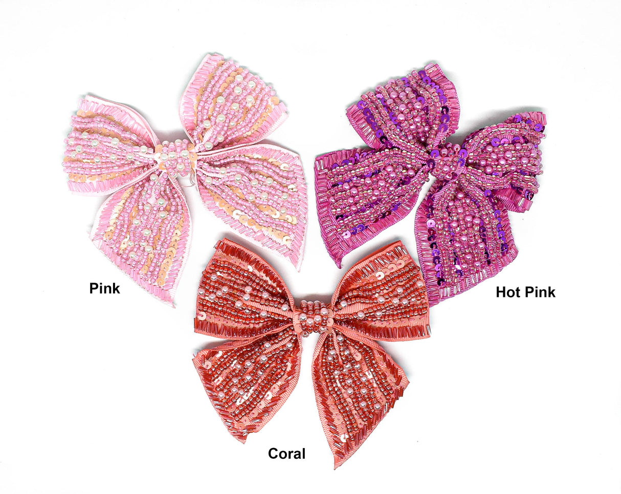 Sequin Beaded Bow 4 x 4