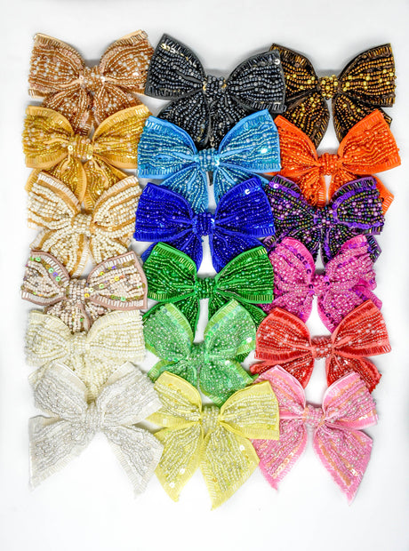 Sequin Beaded Bow 4 x 4