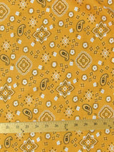 Poly Cotton Printed Paisley Bandana Fabric Orange
