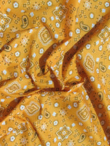 Poly Cotton Printed Paisley Bandana Fabric Orange