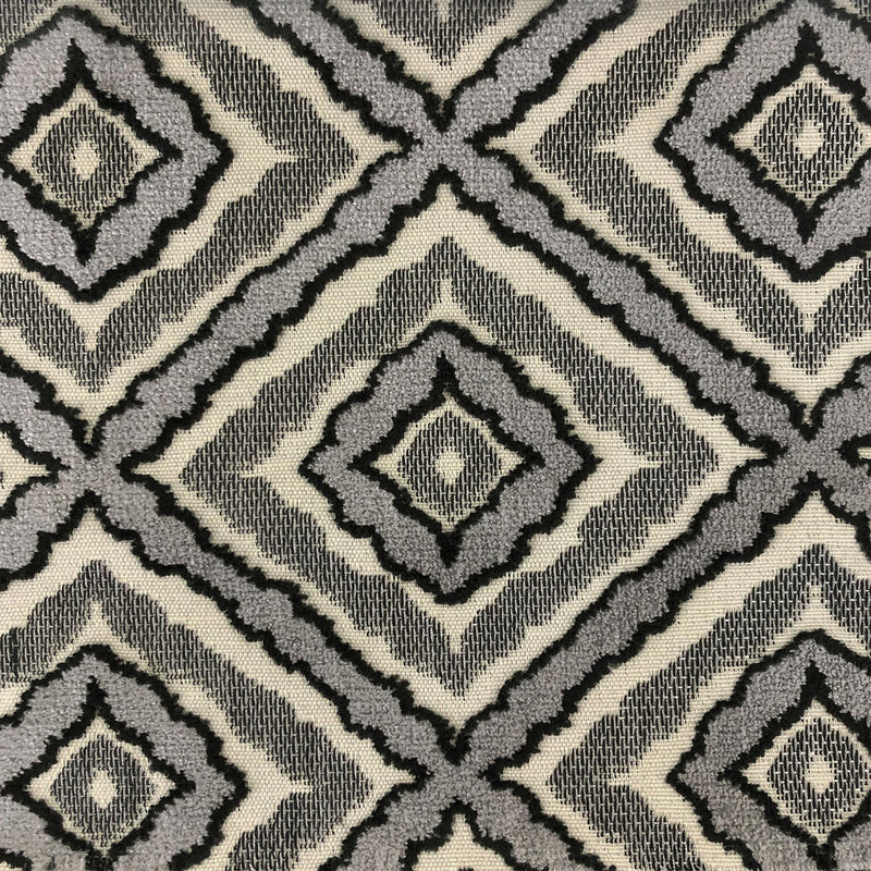 Brandis Fabric Diamond Jacquard Velvet Fabric - Ebony, Linen Look, 57" Width (1 Yard)