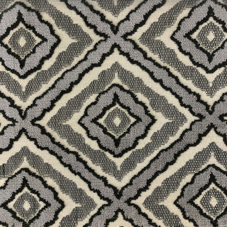 Brandis Fabric Diamond Jacquard Velvet Fabric - Ebony, Linen Look, 57" Width (1 Yard)