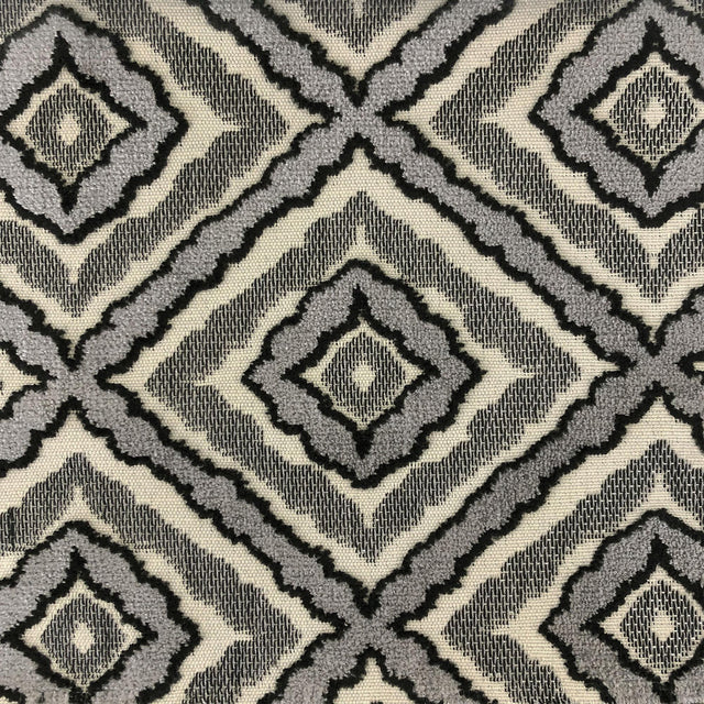 Brandis Fabric Diamond Jacquard Velvet Fabric - Ebony, Linen Look, 57" Width (1 Yard)