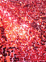 Big Rain Drop 3/8" Sequin Mesh Fabric Red