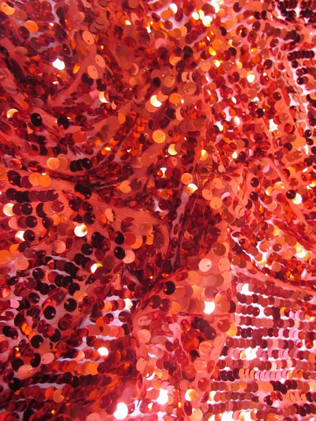 Big Rain Drop 3/8" Sequin Mesh Fabric Red