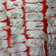 Red Gray Bricks Faux Fur Long Pile Fabric,