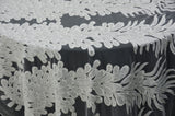 E15170 Polyester Lace Fabric - White Beaded Bridal Embroidery, 50/51" Width (3 Vertical Panels Approx 32-35")