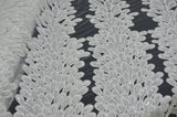 E15170 Polyester Lace Fabric - White Beaded Bridal Embroidery, 50/51" Width (3 Vertical Panels Approx 32-35")