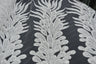 E15170 Polyester Lace Fabric - White Beaded Bridal Embroidery, 50/51" Width (3 Vertical Panels Approx 32-35")