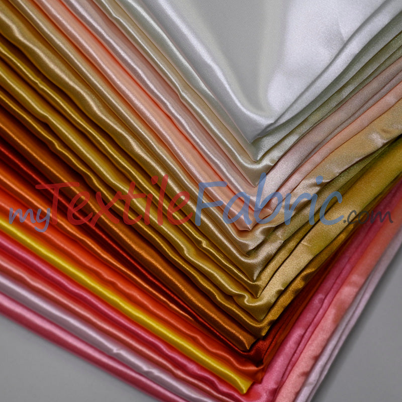Bridal Satin Polyester Fabric - Shiny Solid, 58/60" Width, Multiple Colors (Yards, Bolts, Sample Swatches)