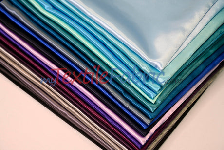 Bridal Satin Polyester Fabric - Shiny Solid, 58/60" Width, Multiple Colors (Yards, Bolts, Sample Swatches)