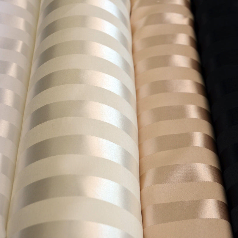 Bridal Satin Stripe Brocade Polyester Fabric - Tone On Tone Stripe, 58/60" Width, 4 Colors Available (1 Yard)