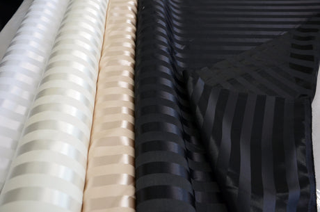 Bridal Satin Stripe Brocade Polyester Fabric - Tone On Tone Stripe, 58/60" Width, 4 Colors Available (1 Yard)