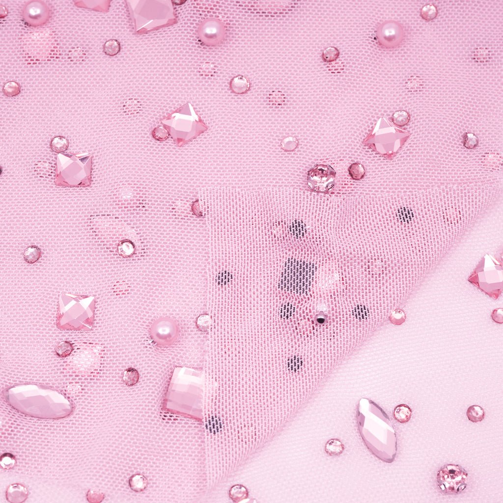 Rhinestone Stretch Mesh Fabric