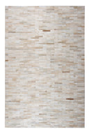 Natural Leather Patchwork Modern Brick Cowhide Area Rug/ Carpet - 100% Real Cowhide Fabric, Brick Patchwork, Beige, Gray, White, 5' X 7', 8' X 10' (1 Rug)