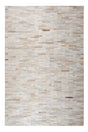 Natural Leather Patchwork Modern Brick Cowhide Area Rug/ Carpet - 100% Real Cowhide Fabric, Brick Patchwork, Beige, Gray, White, 5' X 7', 8' X 10' (1 Rug)