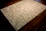 Natural Leather Patchwork Modern Brick Cowhide Area Rug/ Carpet - 100% Real Cowhide Fabric, Brick Patchwork, Beige, Gray, White, 5' X 7', 8' X 10' (1 Rug)