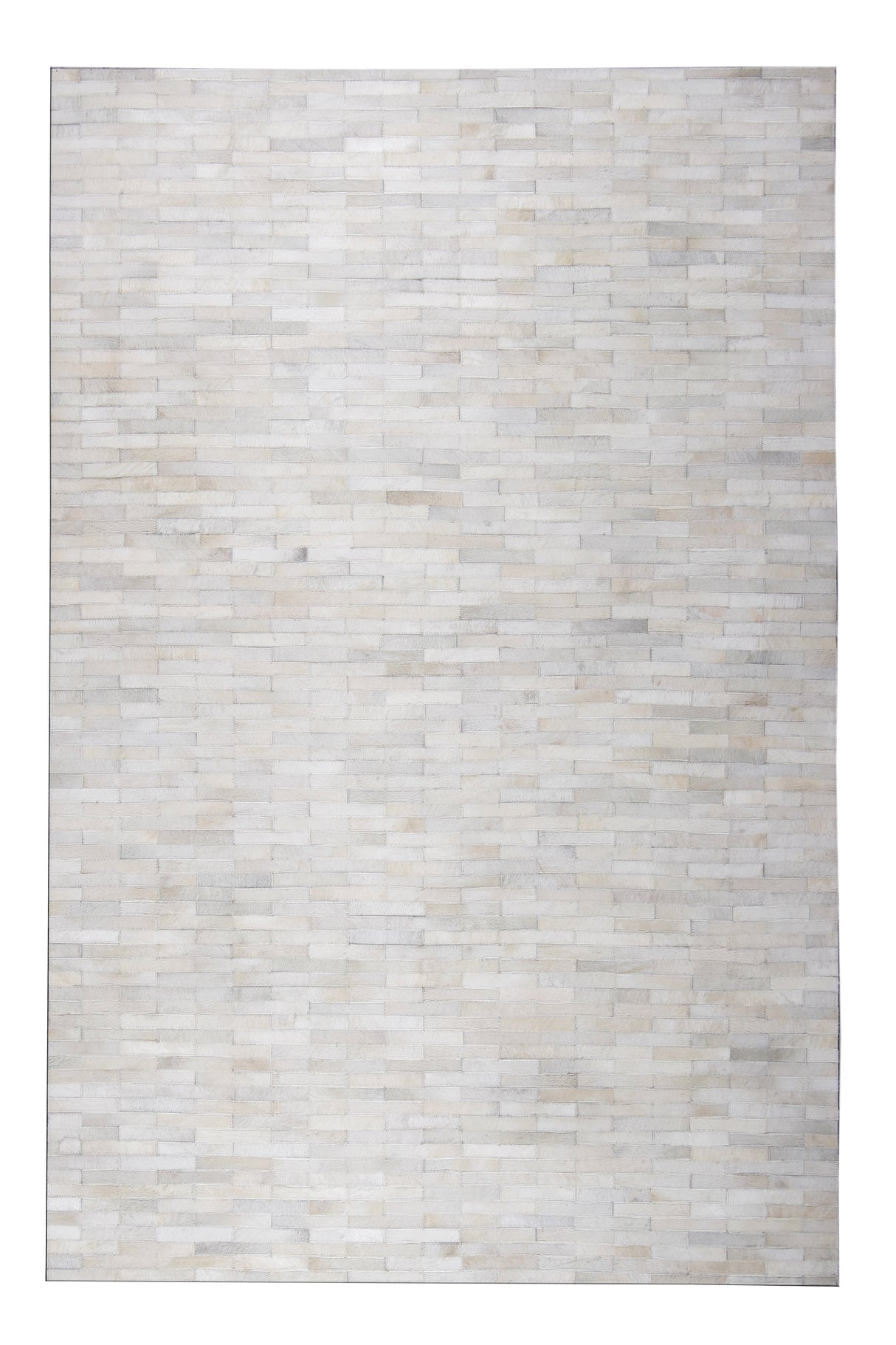 Natural Leather Patchwork Modern Brick Cowhide Area Rug/ Carpet - 100% Real Cowhide Fabric, Brick Patchwork, Beige, Gray, White, 5' X 7', 8' X 10' (1 Rug)