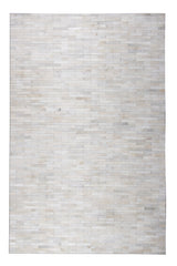 Natural Leather Patchwork Modern Brick Cowhide Area Rug/ Carpet - 100% Real Cowhide Fabric, Brick Patchwork, Beige, Gray, White, 5' X 7', 8' X 10' (1 Rug)