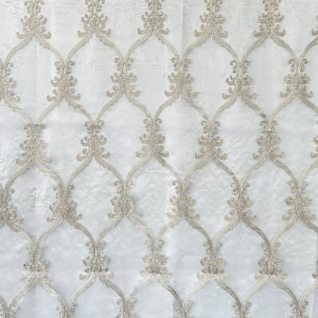 Broadway Fabric - Metallic Damask Sheer Fabric, Brass, 110" Width (1 Yard)