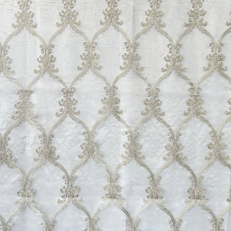 Broadway Fabric - Metallic Damask Sheer Fabric, Brass, 110" Width (1 Yard)