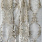 Broadway Fabric - Metallic Damask Sheer Fabric, Brass, 110" Width (1 Yard)