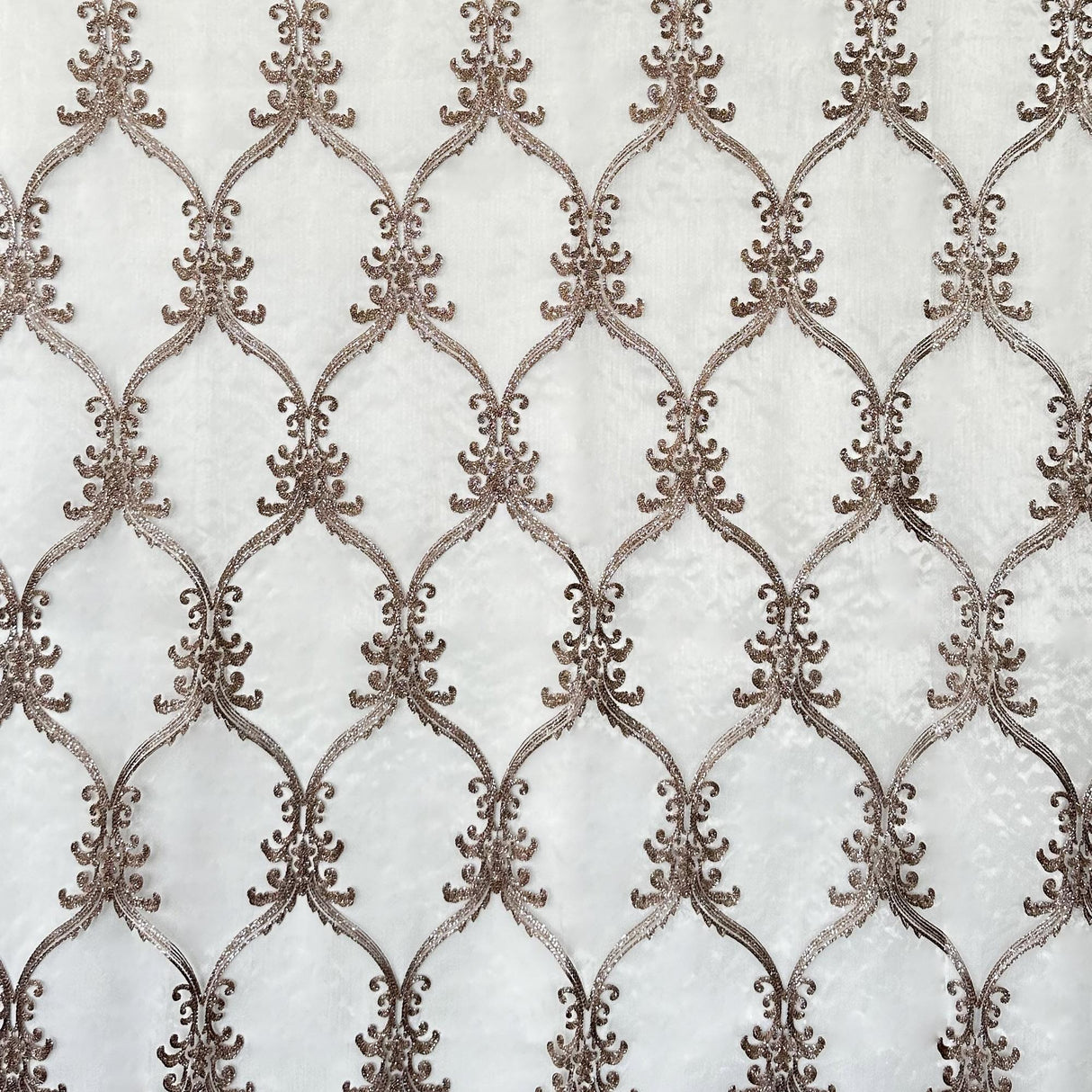 Broadway Fabric - Metallic Damask Sheer Fabric, Brass, 110" Width (1 Yard)