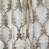 Broadway Fabric - Metallic Damask Sheer Fabric, Brass, 110" Width (1 Yard)