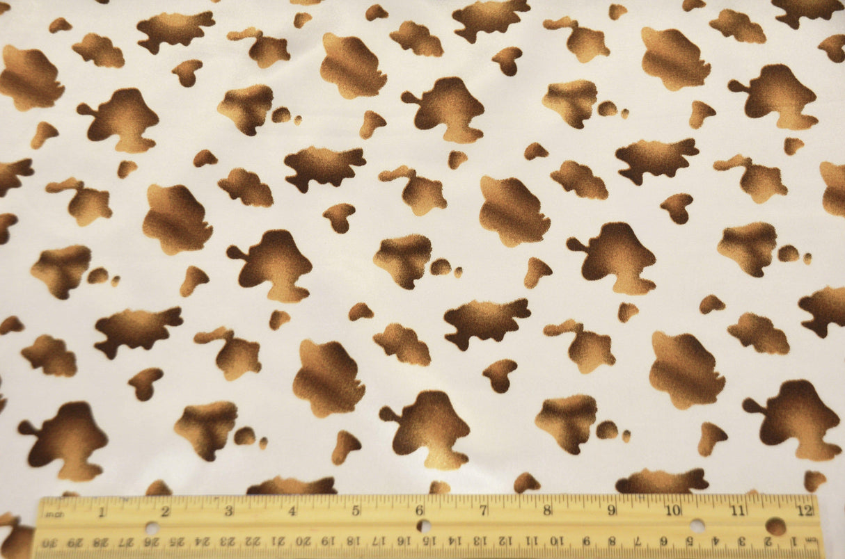 Small Brown Calf Charmeuse Satin Fabric - Brown Calf Print, 58/60" Width (1 Yard)