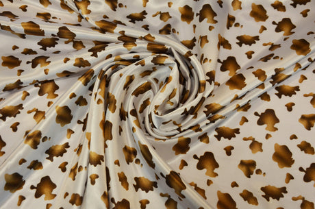Small Brown Calf Charmeuse Satin Fabric - Brown Calf Print, 58/60" Width (1 Yard)