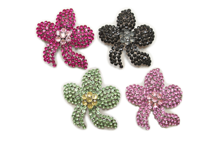 Rhinestone Flower Brooch 2.50"
