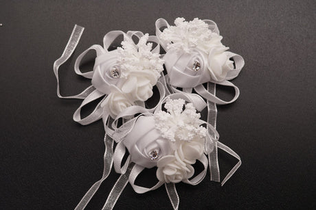 2 3/4" White Satin Rose Flower Pin Boutonniere - Pack of 12 Pin Corsages