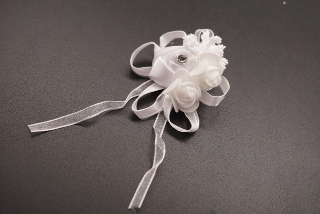 2 3/4" White Satin Rose Flower Pin Boutonniere - Pack of 12 Pin Corsages
