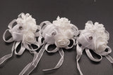 2 3/4" White Satin Rose Flower Pin Boutonniere - Pack of 12 Pin Corsages