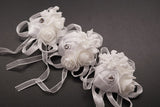 2 3/4" White Satin Rose Flower Pin Boutonniere - Pack of 12 Pin Corsages