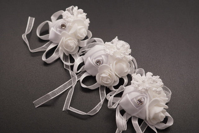 2 3/4" White Satin Rose Flower Pin Boutonniere - Pack of 12 Pin Corsages