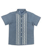 Boys Chacoal Guayabera Cotton Polyester Fabric - Charcoal Embroidered Short Sleeve, 4-14 (1 Piece)
