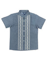 Boys Chacoal Guayabera Cotton Polyester Fabric - Charcoal Embroidered Short Sleeve, 4-14 (1 Piece)