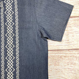 Boys Chacoal Guayabera Cotton Polyester Fabric - Charcoal Embroidered Short Sleeve, 4-14 (1 Piece)
