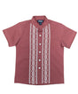 Boys Rust Diamond Guayabera Cotton Polyester Shirt - Rust Diamond, Embroidered Details, Short Sleeve (4-14)