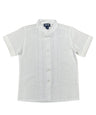 Boys White Diamond Guayabera Cotton Polyester Fabric - White Diamond, Short Sleeve, Embroidered Details, Sizes 4-14 (1 Piece)