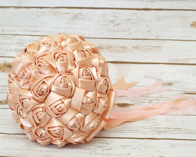 Blush Rose Bud Satin Bouquet